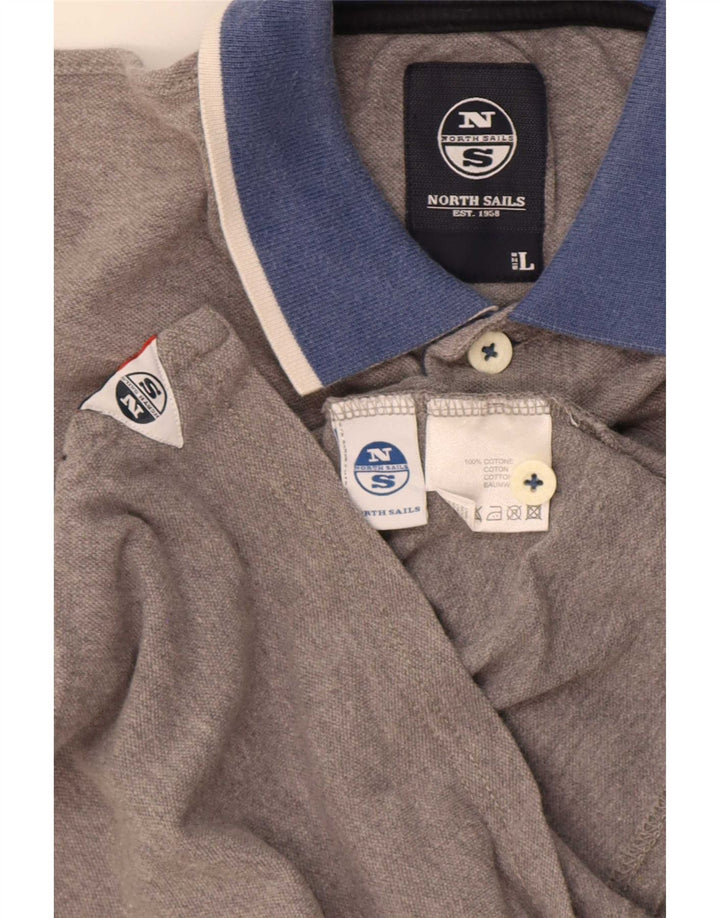 Polo North Sails para hombre de algodón con bloques de color gris grande