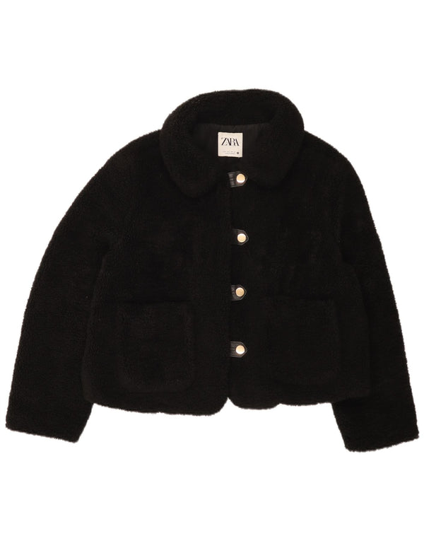Zara Chaqueta Polar Mujer UK 46 Grande Poliéster Negro