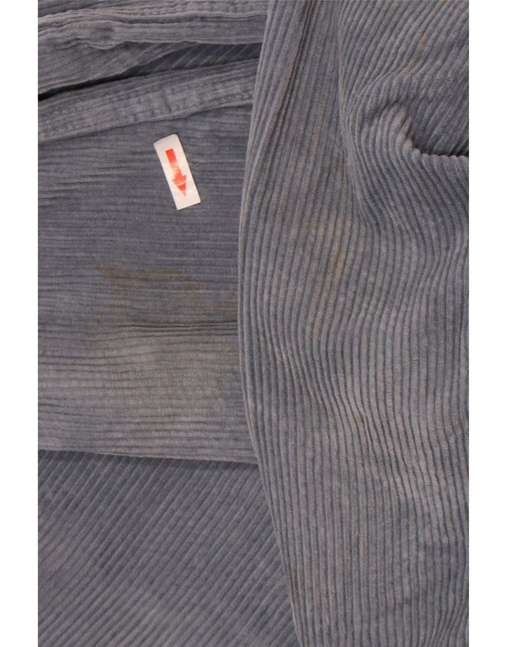 Zara Hombre Camisa Pana Algodón Azul Medio