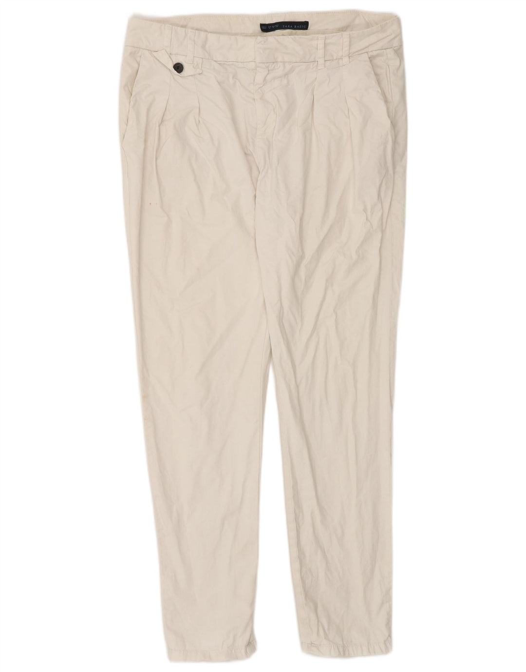 Zara Mujer Pantalón Chino Slim Medium W32 L30 Algodón Blanco