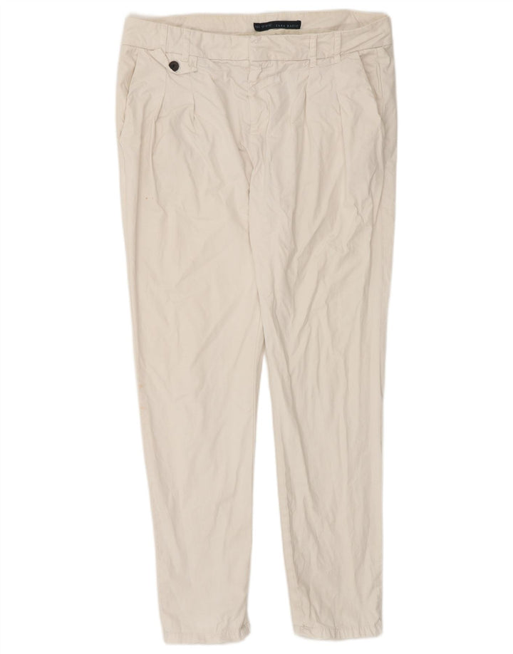 Zara Mujer Pantalón Chino Slim Medium W32 L30 Algodón Blanco