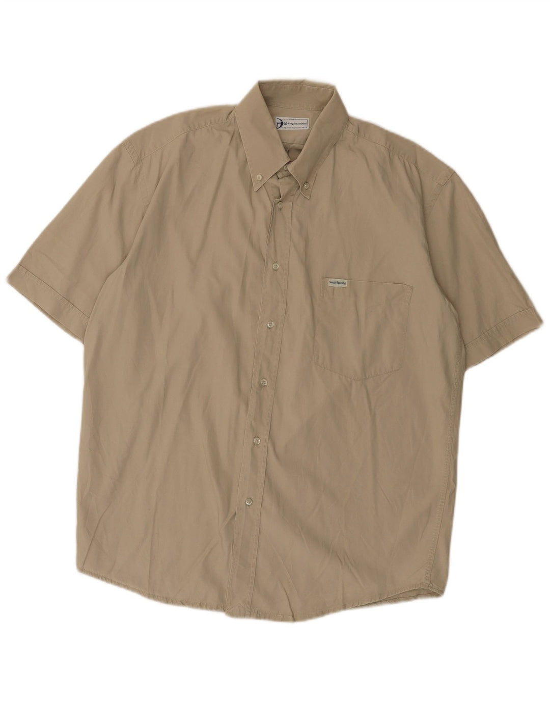 Sergio Tacchini Camisa De Manga Corta Para Hombre Grande Caqui Algodón