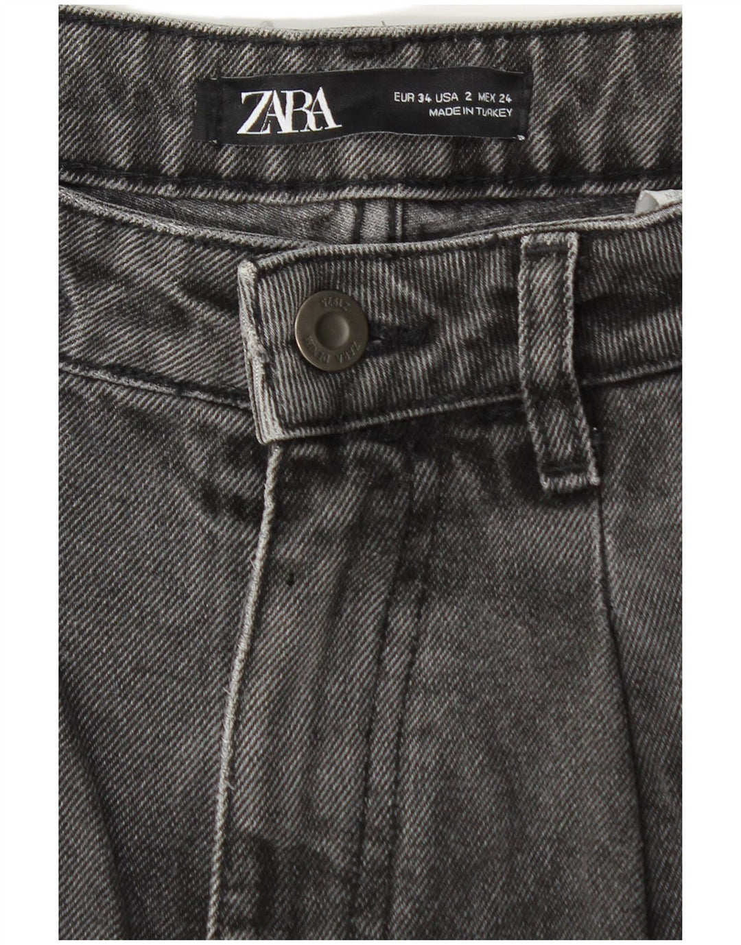 ZARA Vaqueros de cintura alta con corte globo para mujer EU 34 2XS W24 L25 Gris