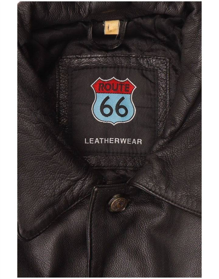 ROUTE 66 Chaqueta de cuero para hombre UK 40 Grande Cuero negro