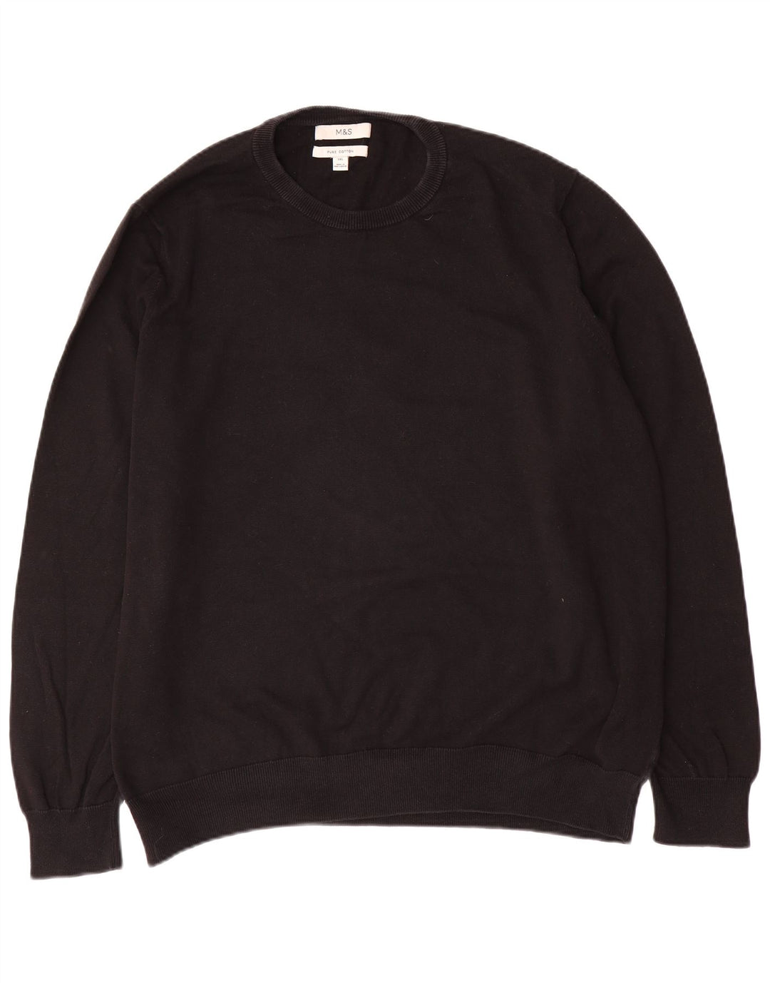 Marks & Spencer - Jersey de cuello redondo para hombre, talla 3XL, algodón negro