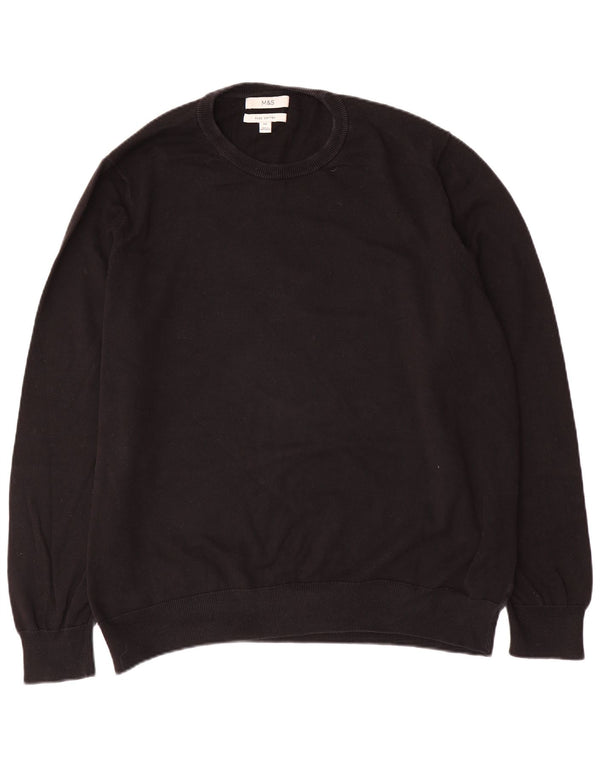 Marks & Spencer - Jersey de cuello redondo para hombre, talla 3XL, algodón negro