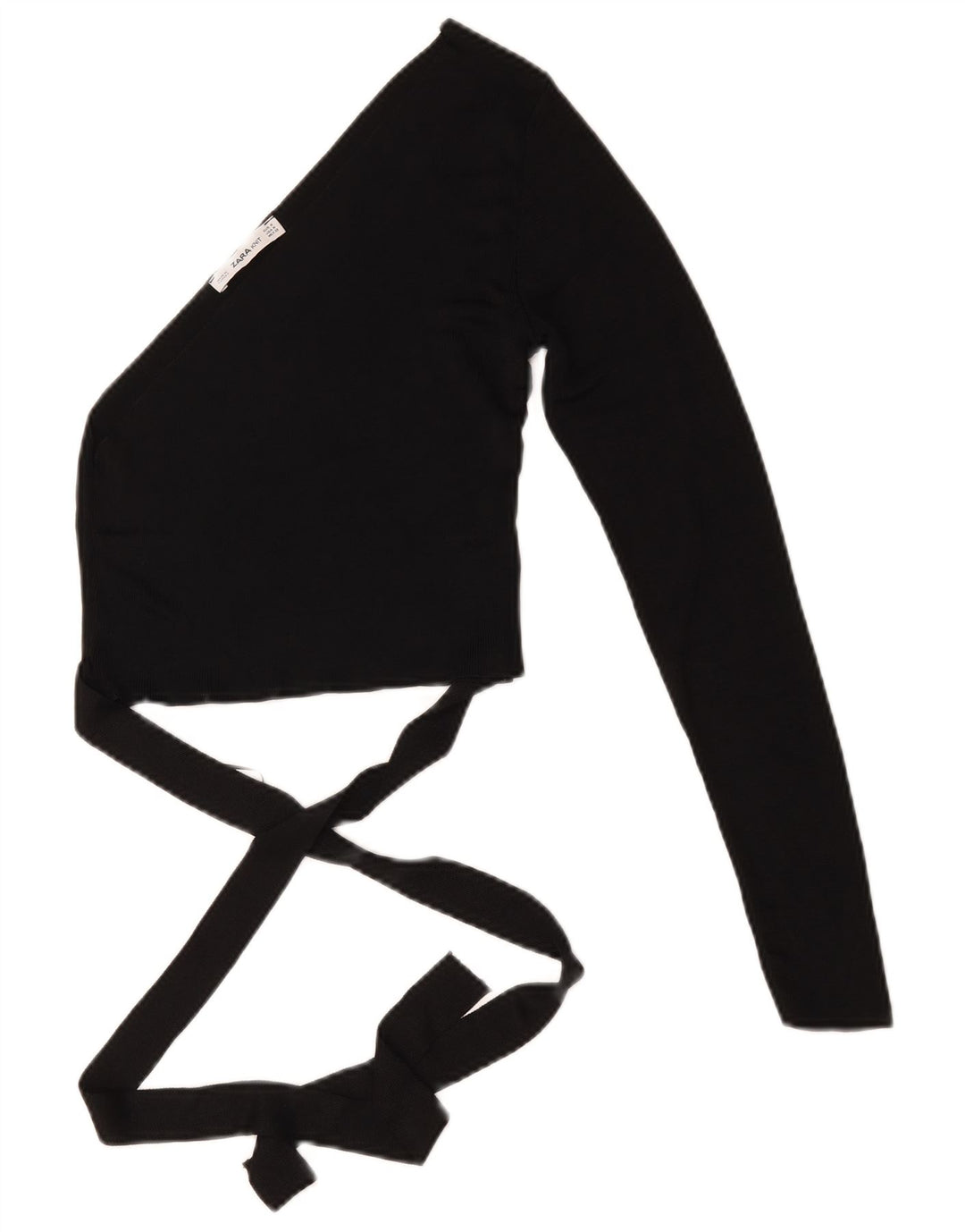 Zara Top corto de un hombro para mujer UK 42 Viscosa negra mediana