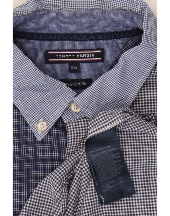 Tommy Hilfiger Camisa New York Fit para Hombre 2XL Algodón Patchwork Azul