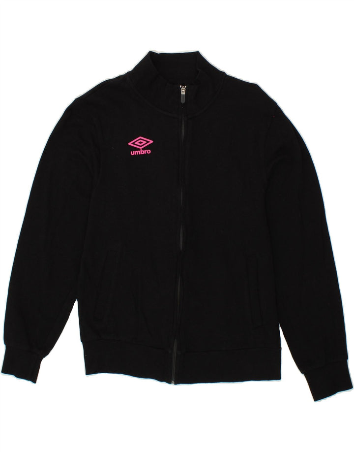 UMBRO Womens Graphic Tracksuit Top Jacket UK 14 Large Black Cotton Vintage Umbro and Second-Hand Umbro from Messina Hembry 
