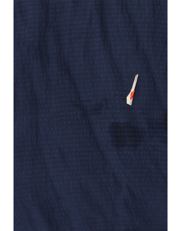 Camisa vintage de manga corta para hombre de seda azul marino medio