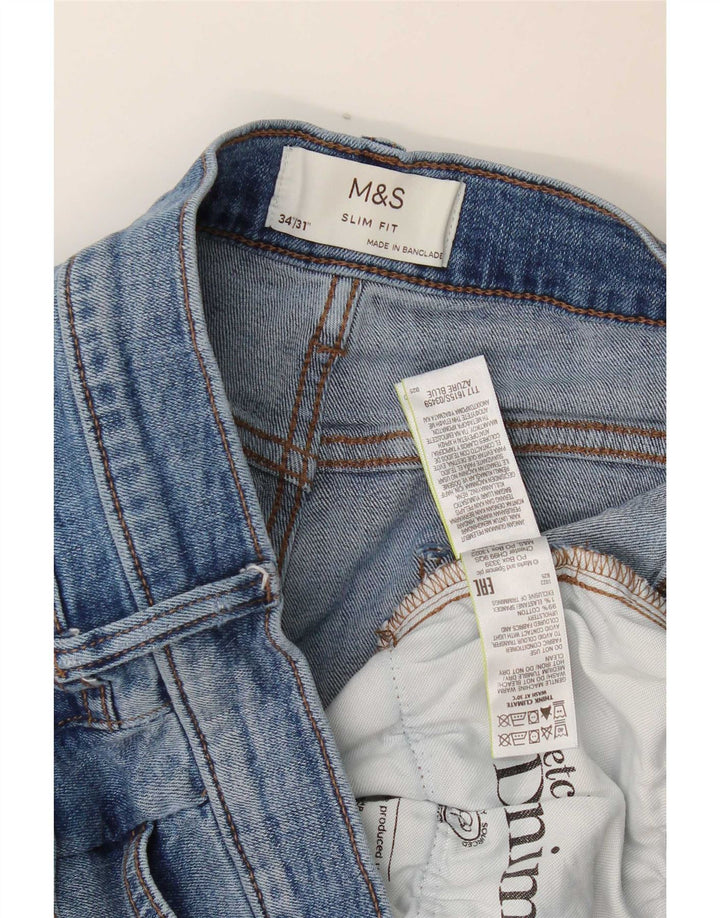 Marks & Spencer Vaqueros ajustados para hombre W34 L31 Algodón azul