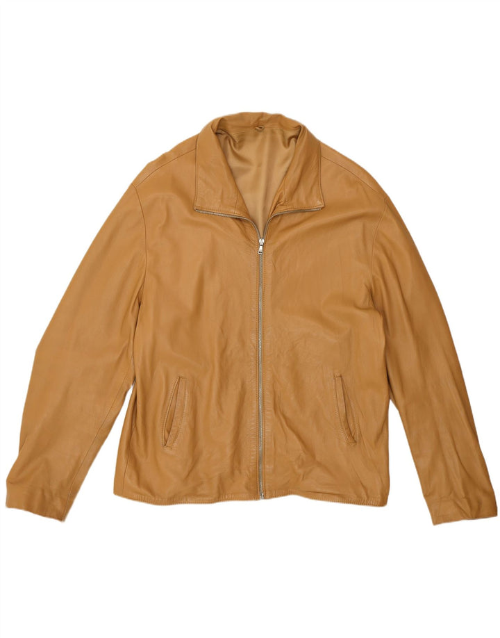 Vintage chaqueta de cuero para hombre Reino Unido 46 3XL cuero beige