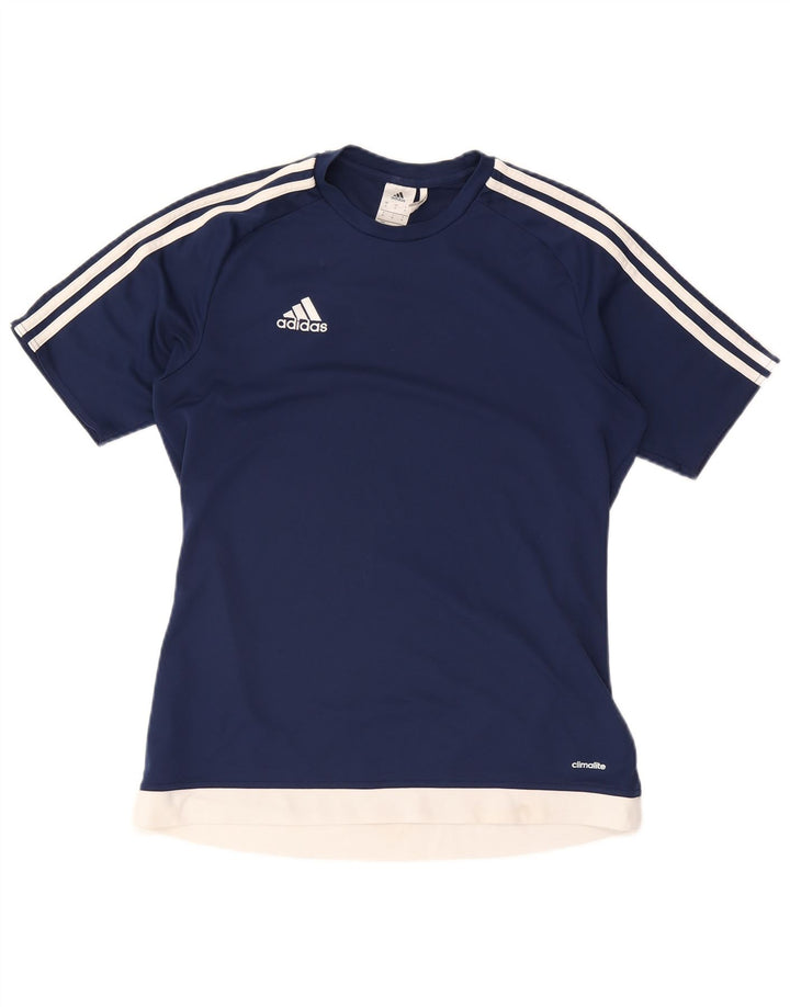 Camiseta ADIDAS Climalite para hombre Top medio azul marino color block poliéster