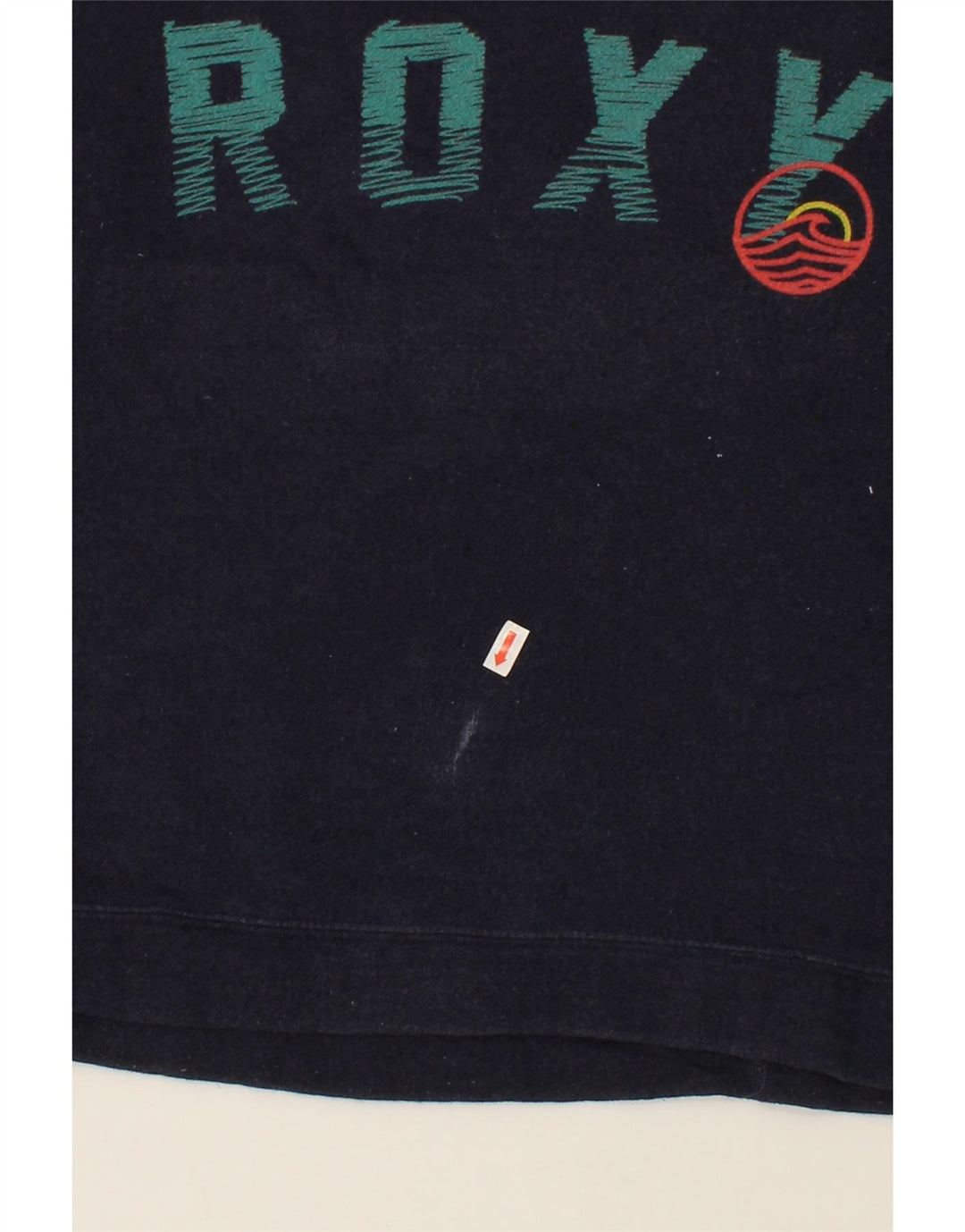 ROXY Womens Graphic Sweatshirt Jumper UK 14 Medium Navy Blue Cotton Vintage Roxy and Second-Hand Roxy from Messina Hembry 