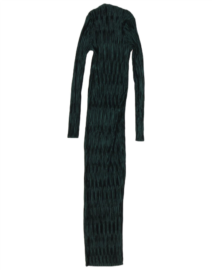 Zara Mujer Maxi Vestido De Manga Larga UK 40 Pequeño Poliéster Verde