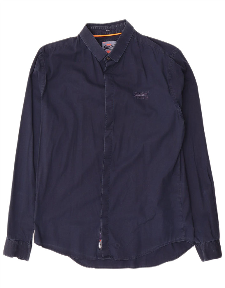 Camisa Superdry Slim Fit De Algodón Azul Marino Medio