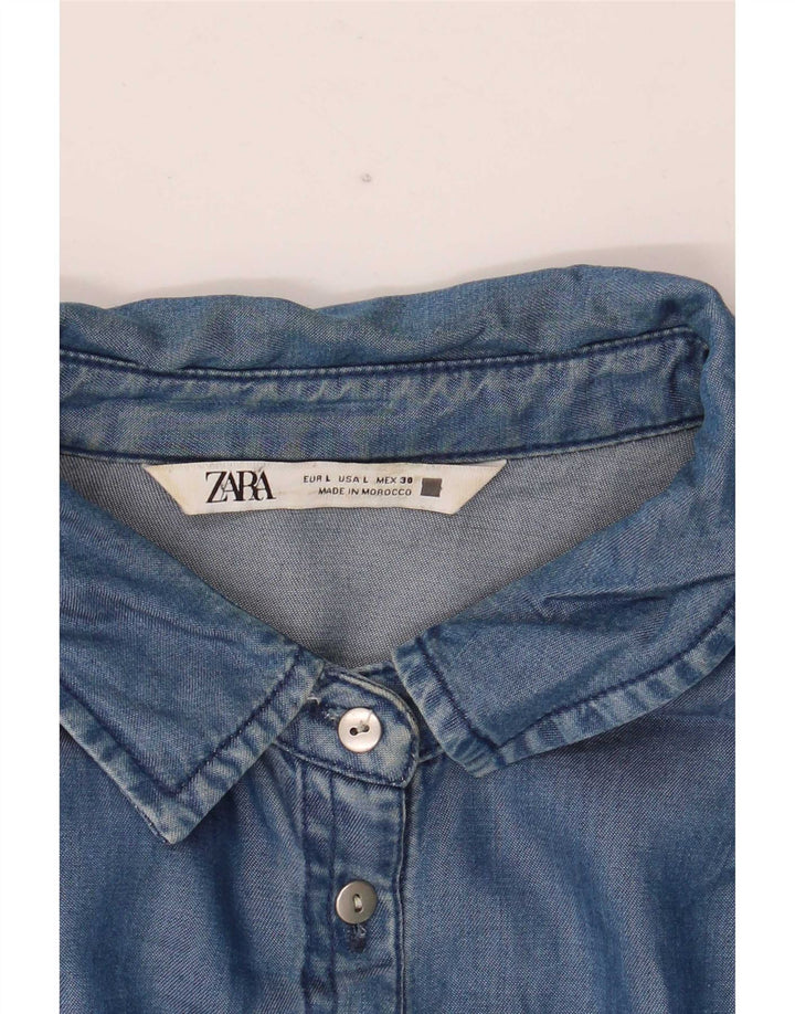 Zara Mujer Camisa UK 46 Grande Azul