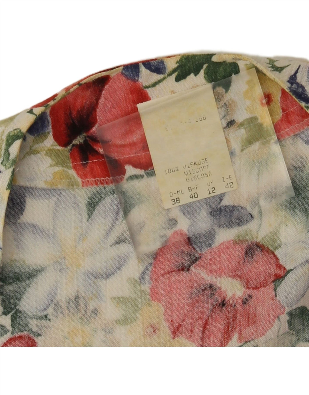 Vintage mujer crop blusa top Reino Unido 12 medio multicolor floral viscosa