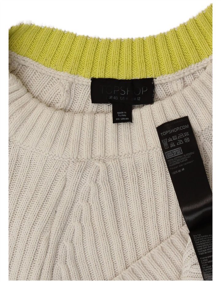 Topshop Suéter tipo jersey de cuello redondo extragrande para mujer UK 12 Medium White