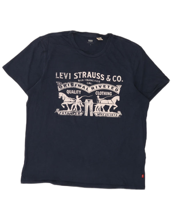 Levi's Hombre Camiseta Gráfica Top XL Algodón Azul Marino