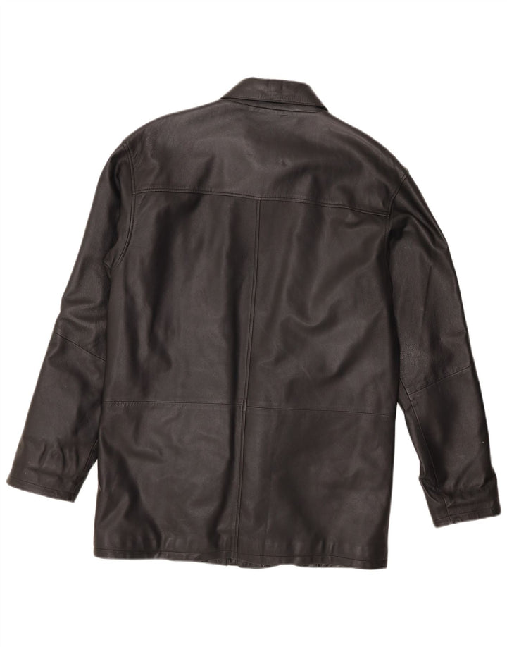 Vintage chaqueta de cuero para hombre Reino Unido 44 2XL cuero negro