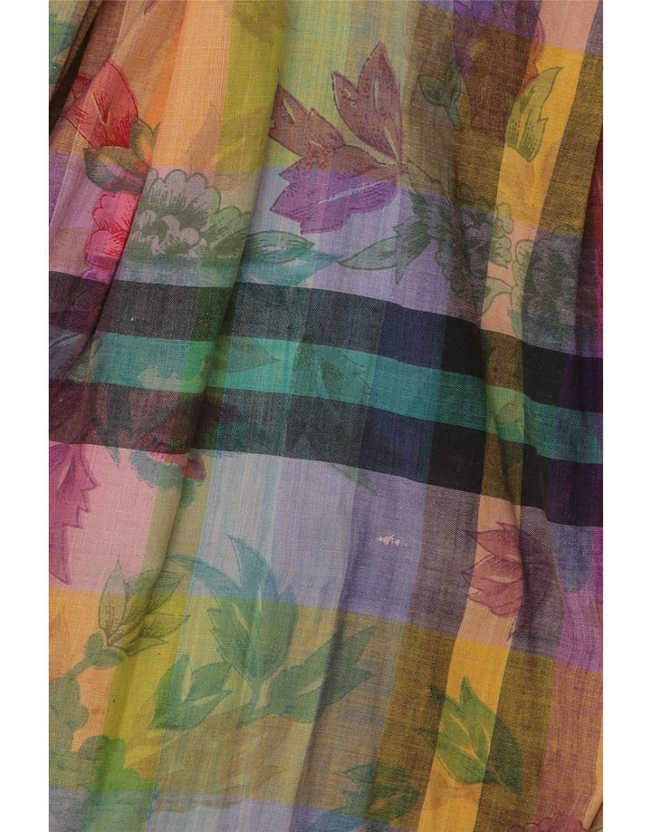 Vintage mujer A-Line falda mediana W28 algodón floral multicolor