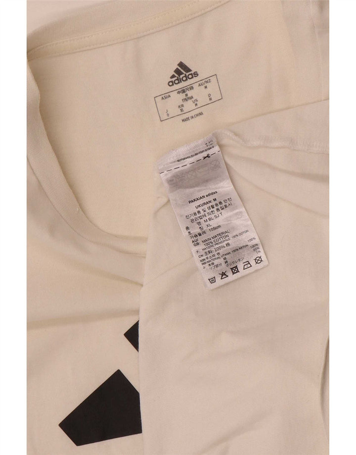 Adidas - Camiseta gráfica para hombre, talla mediana, algodón blanco