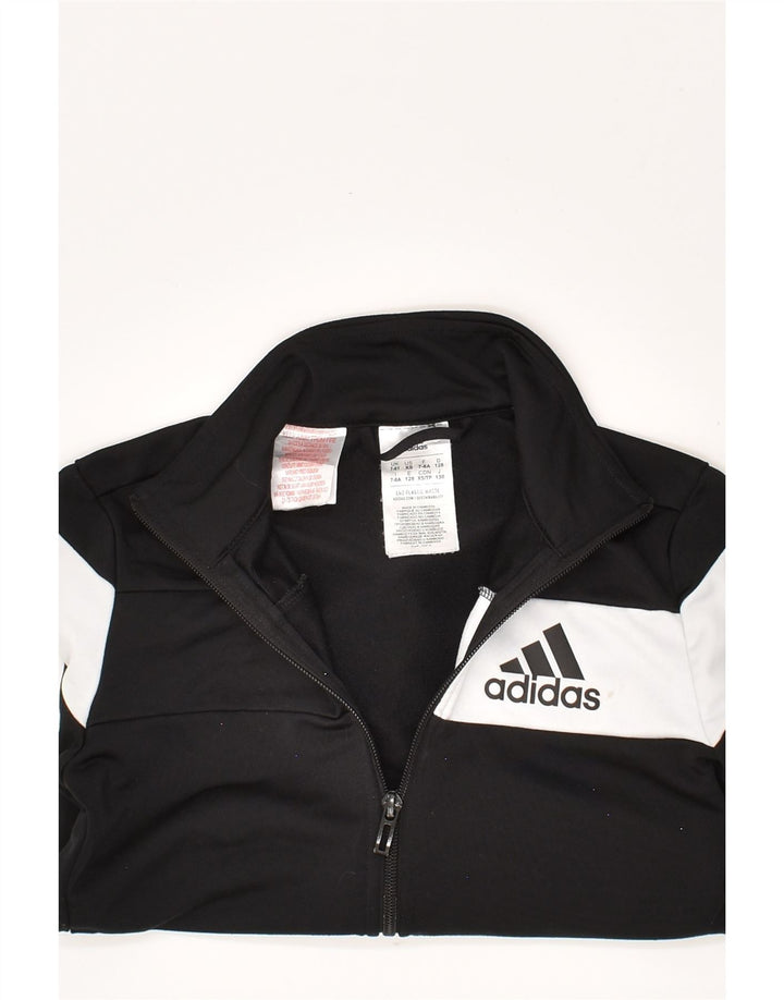ADIDAS Boys Graphic Tracksuit Top Jacket 7-8 Years Black Colourblock | Vintage Adidas | Thrift | Second-Hand Adidas | Used Clothing | Messina Hembry 