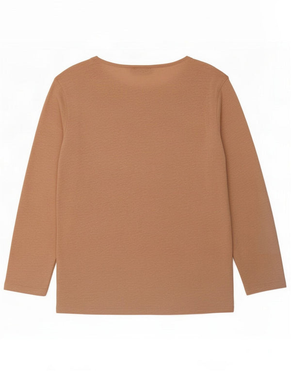 Zara Mujer Top Manga Larga UK 46 Grande Beige Moteado