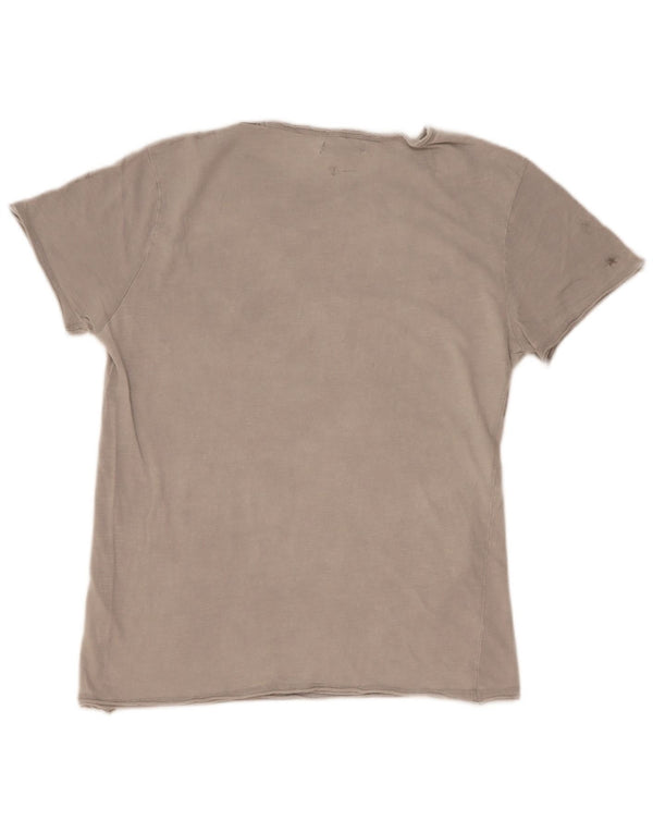 Gaudi Mens Graphic T-Shirt Top Medium Grey Cotton