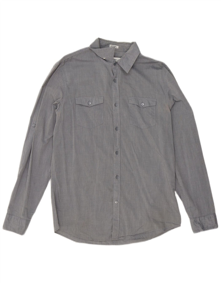 Camisa Calvin Klein Hombre Slim Fit Algodón A Rayas Gris Medio