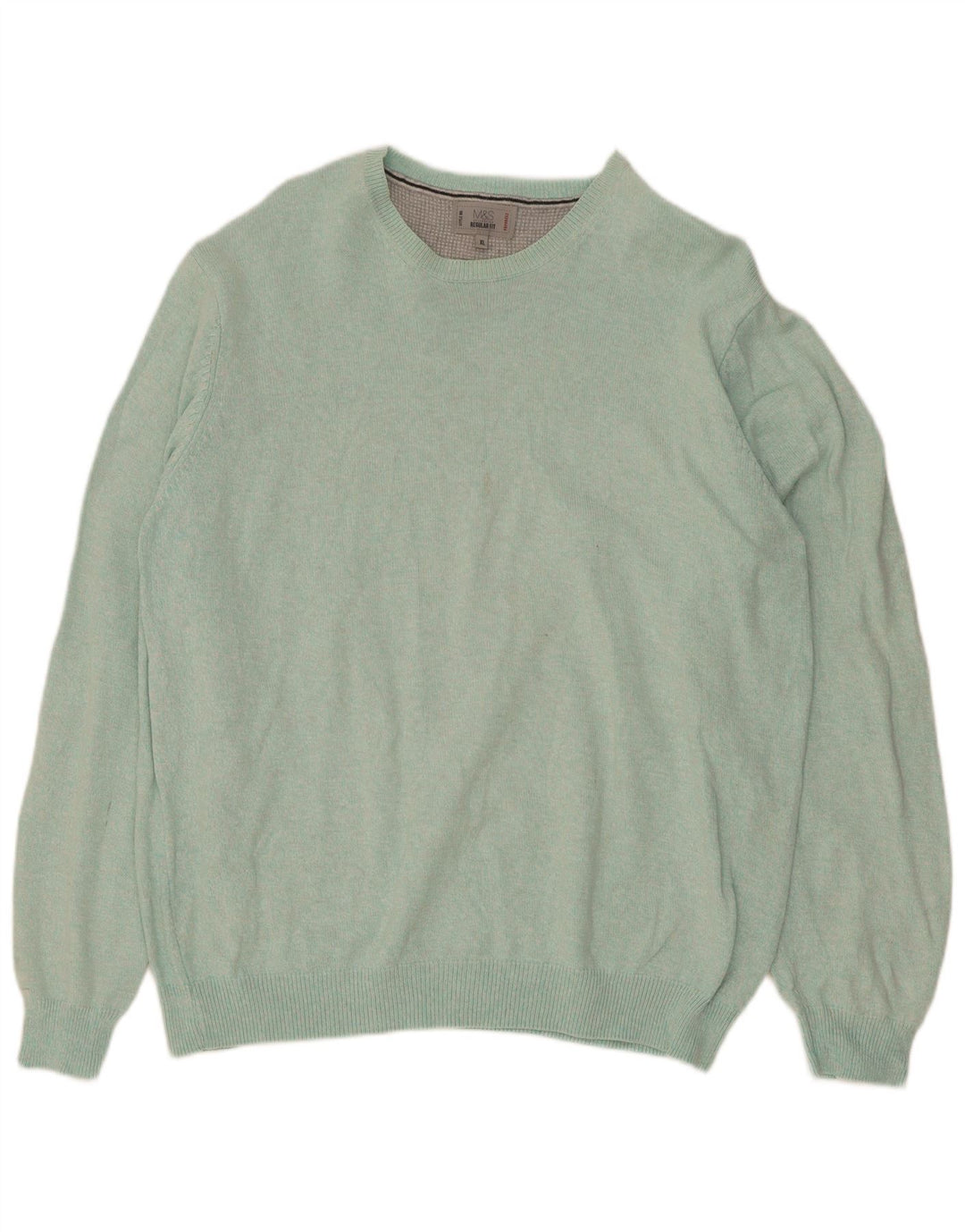 Marks & Spencer Suéter tipo jersey con cuello redondo y ajuste regular para hombre XL Azul