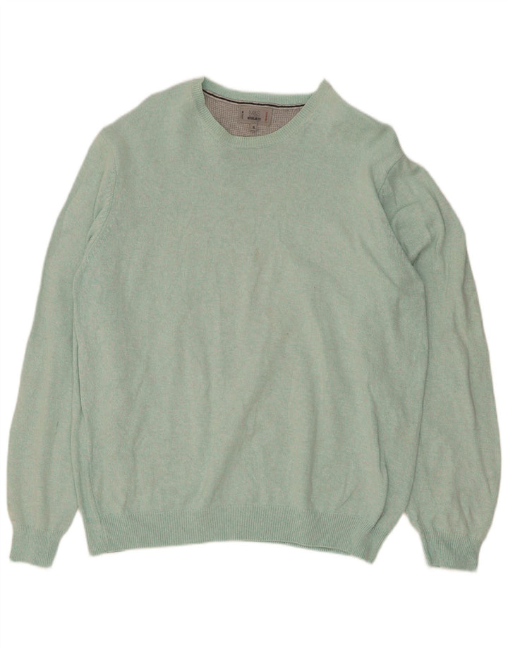 Marks & Spencer Suéter tipo jersey con cuello redondo y ajuste regular para hombre XL Azul