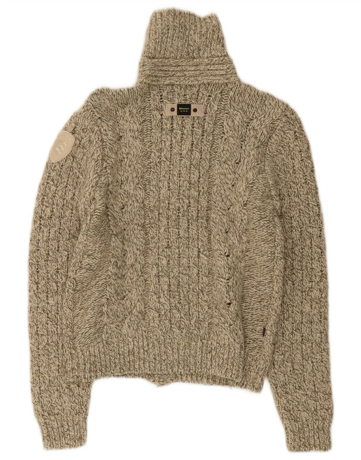 Blauer - Cárdigan para mujer, talla 44, lana beige mediana