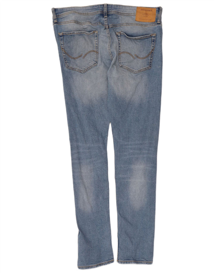 JACK & JONES Vaqueros pitillo desgastados Liam para hombre W34 L32 Azul