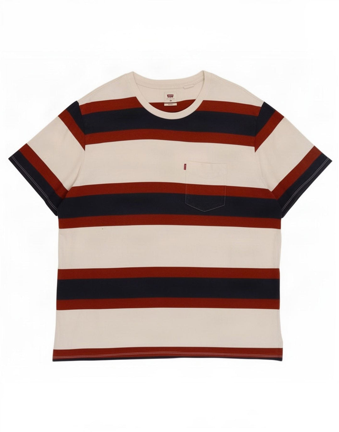 Levi's Hombre Camiseta Relajada Top XL Algodón A Rayas Blanco