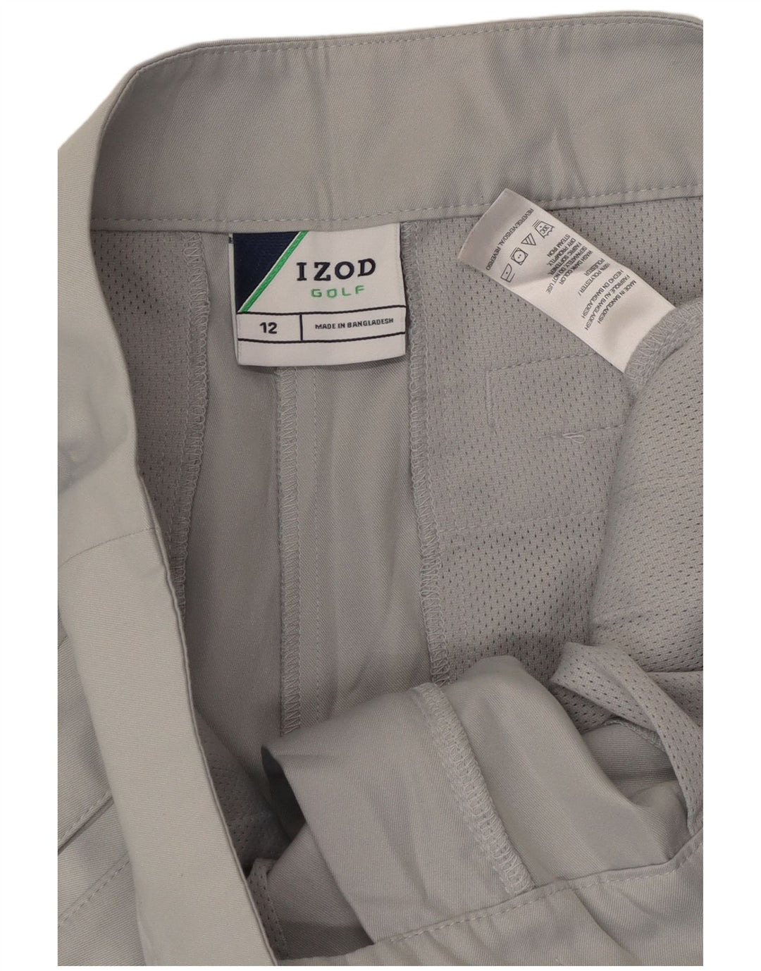 Izod - Pantalones cortos chinos de golf para mujer, talla 12, grande, W36, poliéster gris
