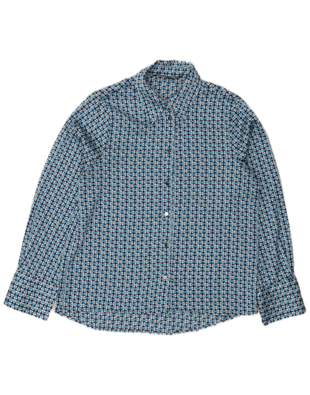 Zara Mujer Camisa UK 44 Medio Azul Geométrico
