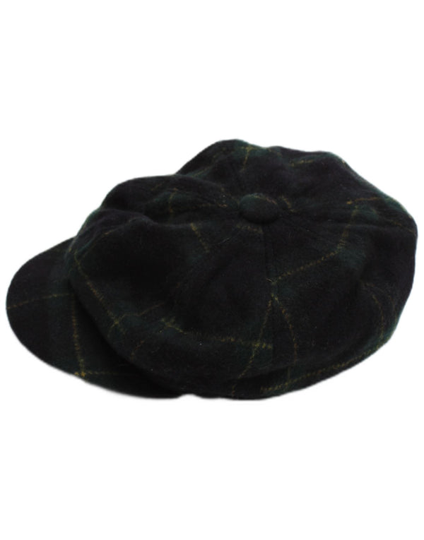 Gorra plana vintage para hombre pequeña azul marino a cuadros