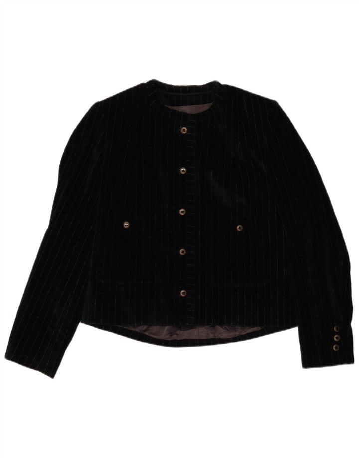 VINTAGE Mujer 5 Botones 2 Piezas Falda Set UK 12 Medio W28 Negro