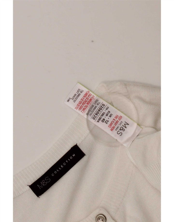 Marks & Spencer - Cárdigan corto para mujer, talla M, viscosa blanca