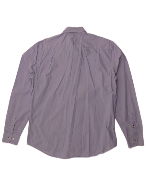 Camisa Lacoste Slim Fit para hombre Talla 42 Algodón a rayas azul grande