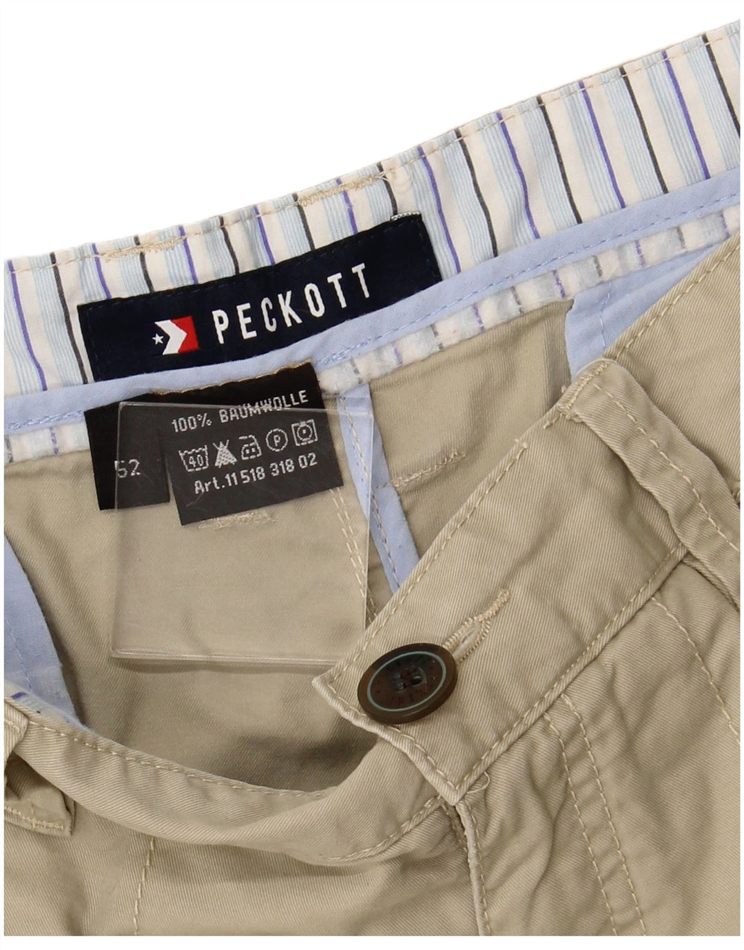 PECKOTT Pantalones cortos chinos para hombre IT 52 XL W36 Algodón beige