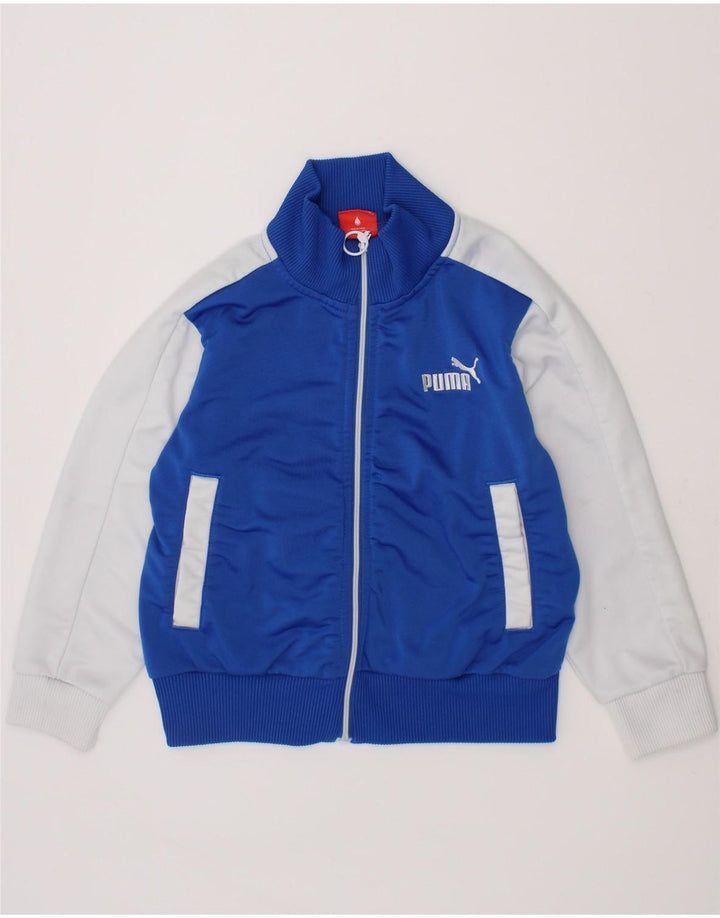 PUMA Boys Graphic Tracksuit Top Jacket 3-4 Years Blue Colourblock Vintage Puma and Second-Hand Puma from Messina Hembry 