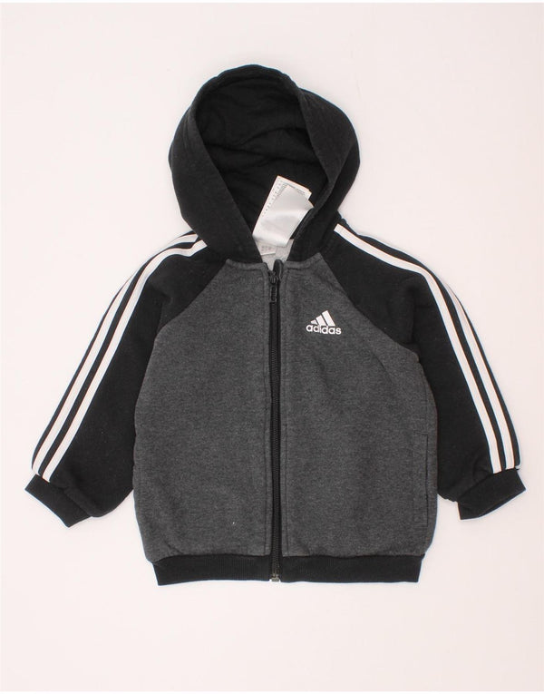 Adidas Sudadera con capucha y cremallera para bebé niño 12-18 meses Gris Colorblock Algodón