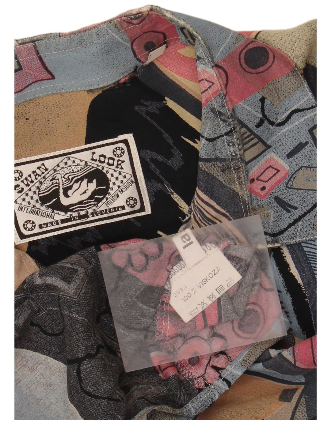 Vintage hombres oversize patrón abstracto camisa grande multicolor retro