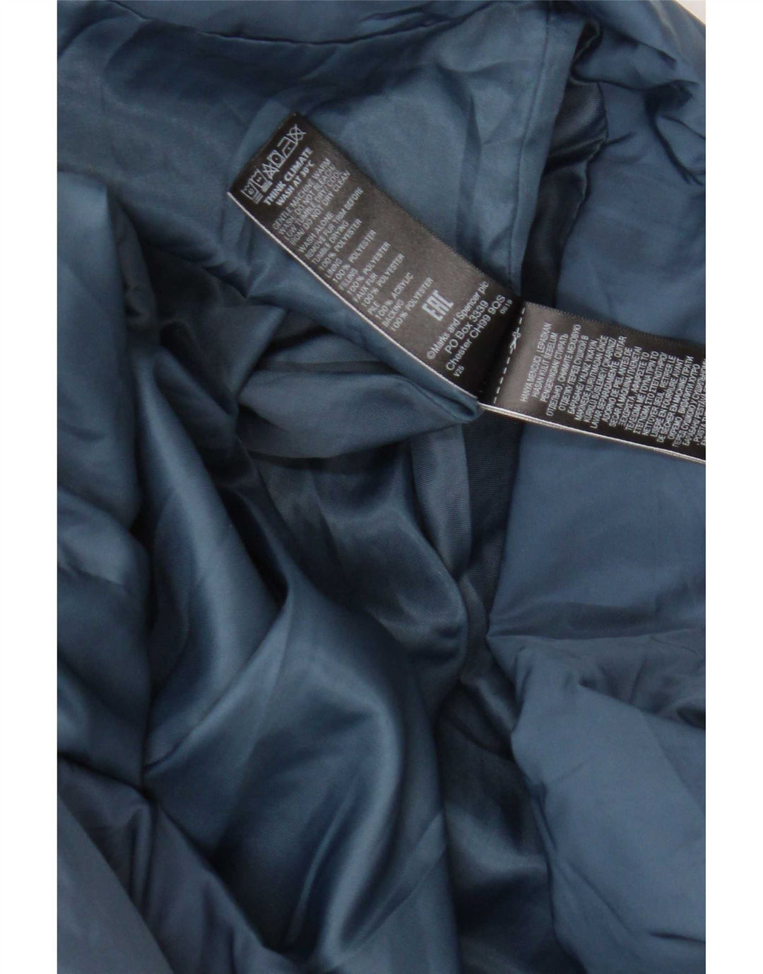 Marks & Spencer Abrigo acolchado con capucha para mujer UK 20 2XL Poliéster azul marino