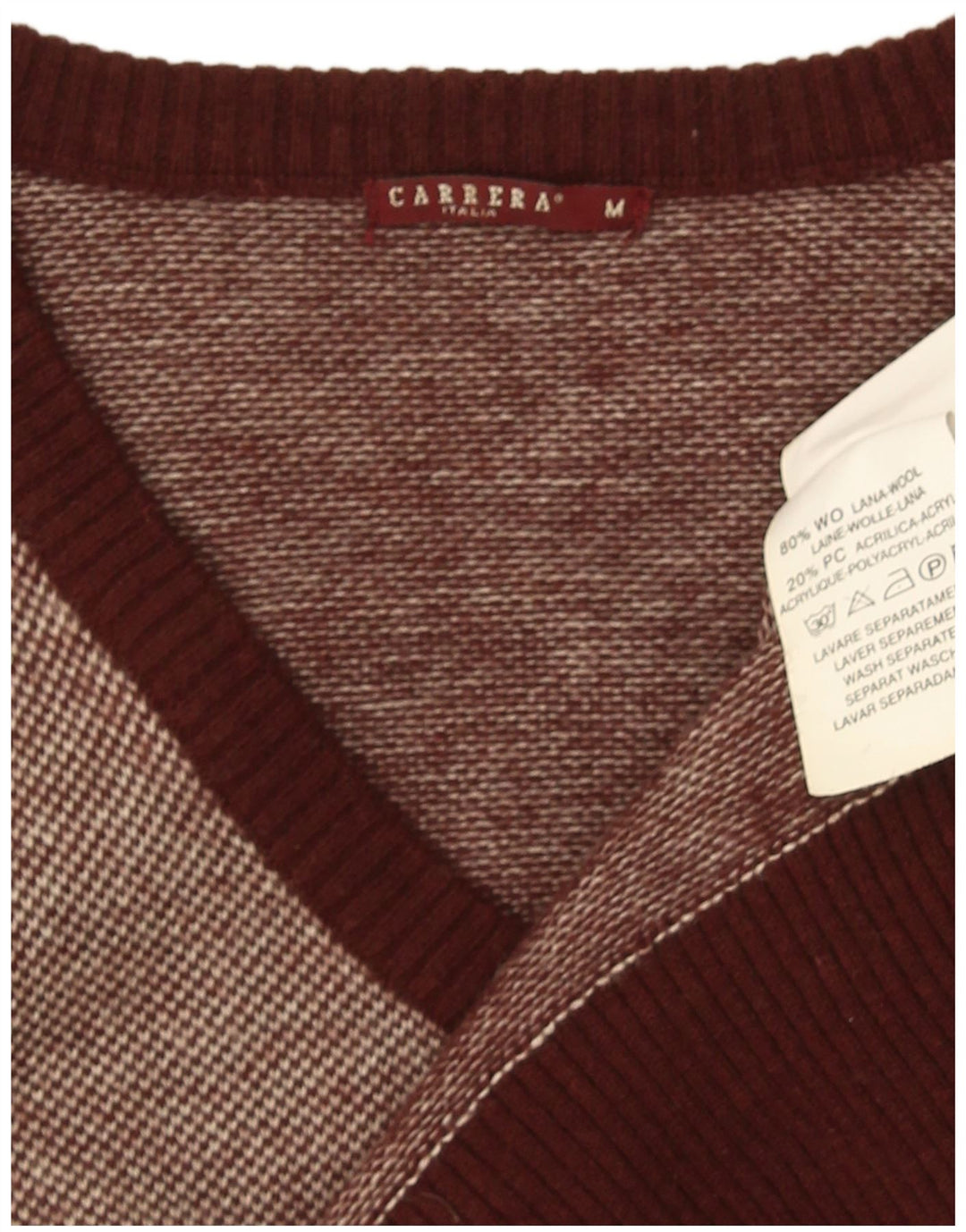 Carrera Jersey Con Cuello En V Para Hombre De Lana Moteada Marrón Medio