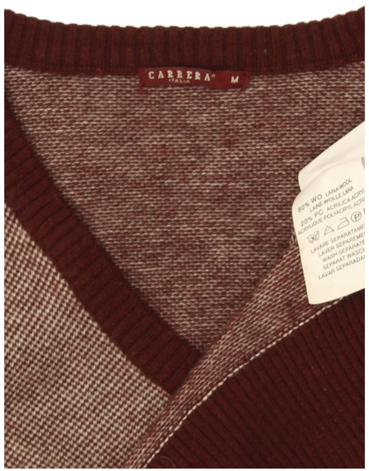 Carrera Jersey Con Cuello En V Para Hombre De Lana Moteada Marrón Medio