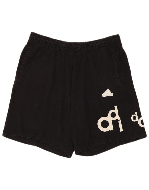 Adidas - Pantalones cortos deportivos gráficos para hombre, tamaño grande, algodón negro
